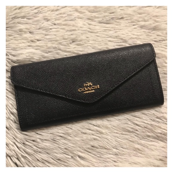 Coach Handbags - NWT! Coach Navy Crossgrain Envelope Flap Wallet